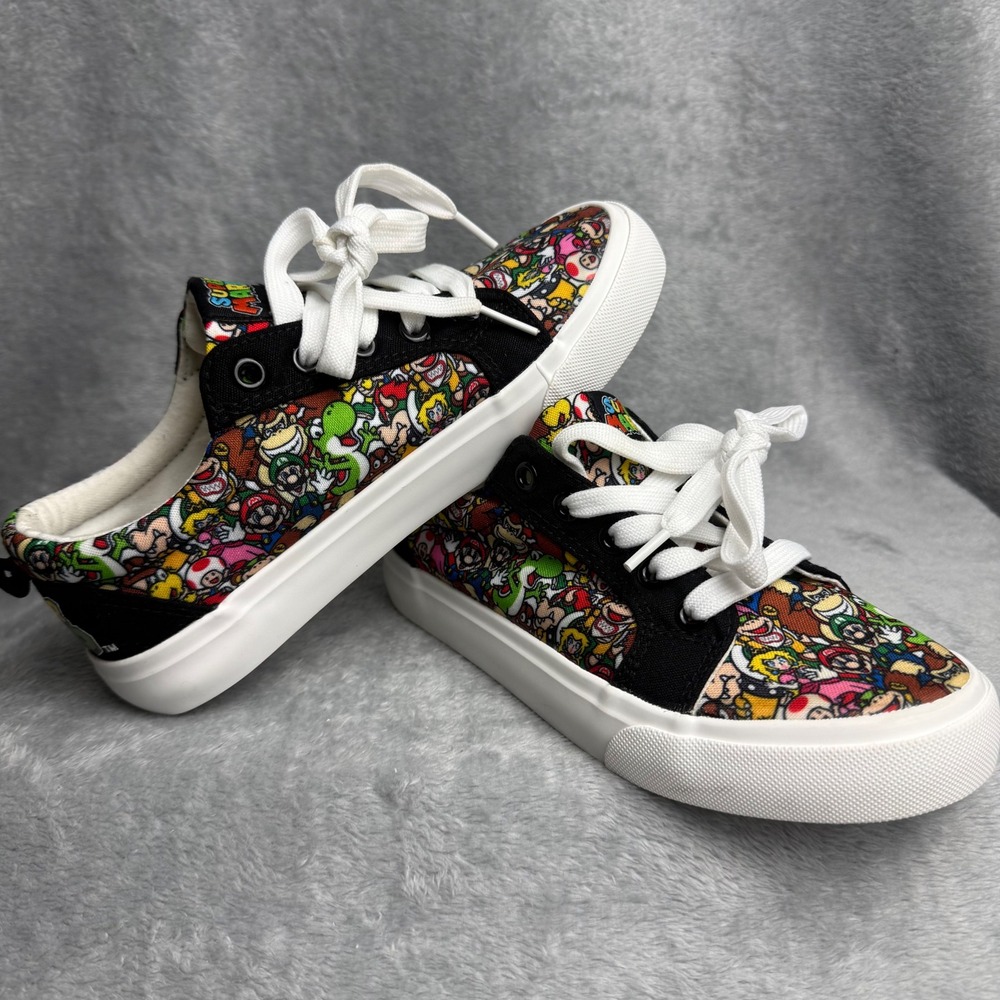 Ground Up Nintendo Super Mario Bros Character Print Canvas Sneakers Kids Size 3